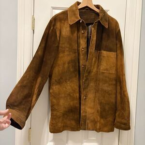 Jhanes Barnes Soft Leather Shirt Jacket Size 44 Brown Western Cowboy